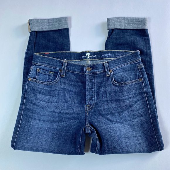 7 For All Mankind, dark wash Josefina Skinny Boyfriend jeans, size 4/27 - Picture 3 of 12